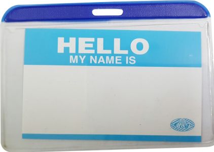 Bảng tên cứng Hello viền xanh