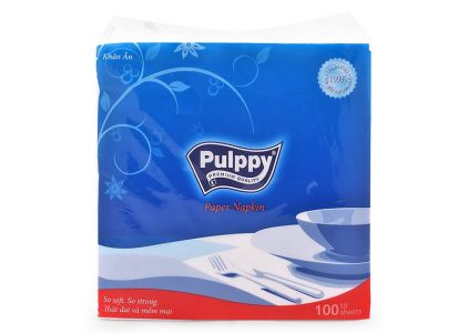 Khăn giấy ăn Pulppy vuông màu xanh (100 tờ/bịch)